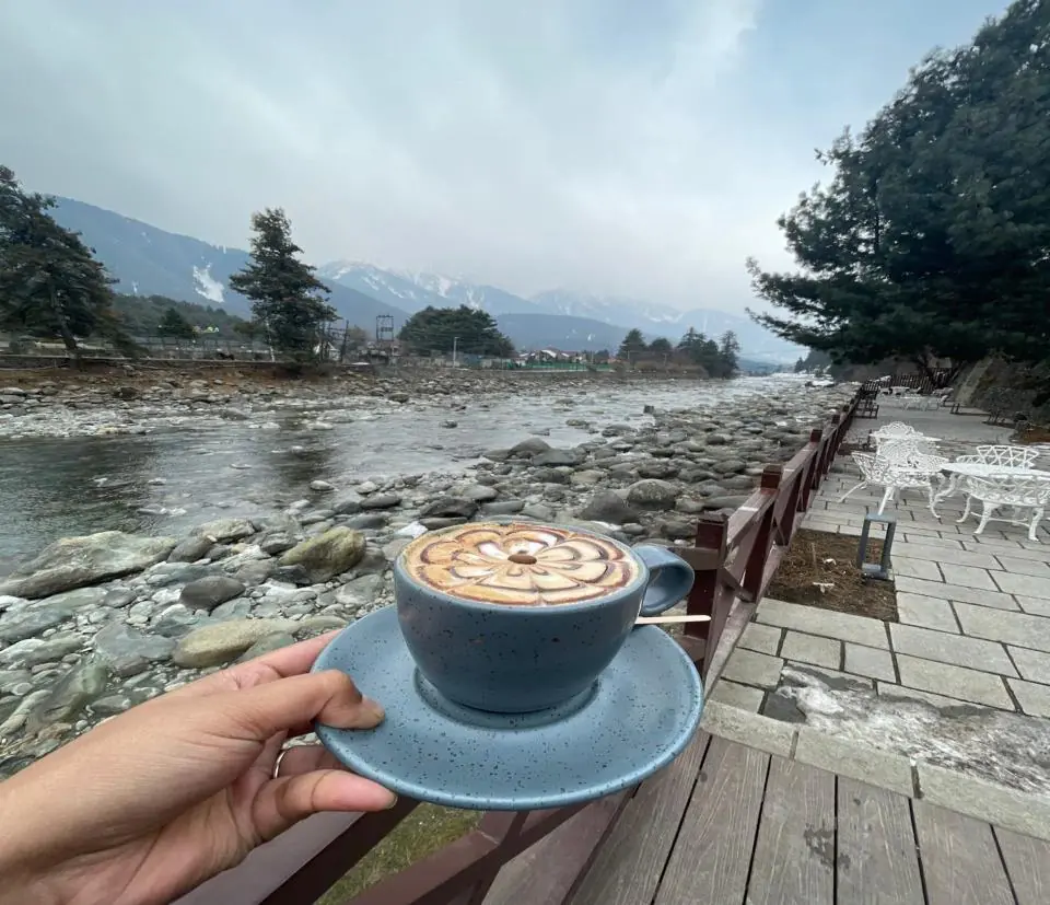 Coffee by the river in Pahalgam